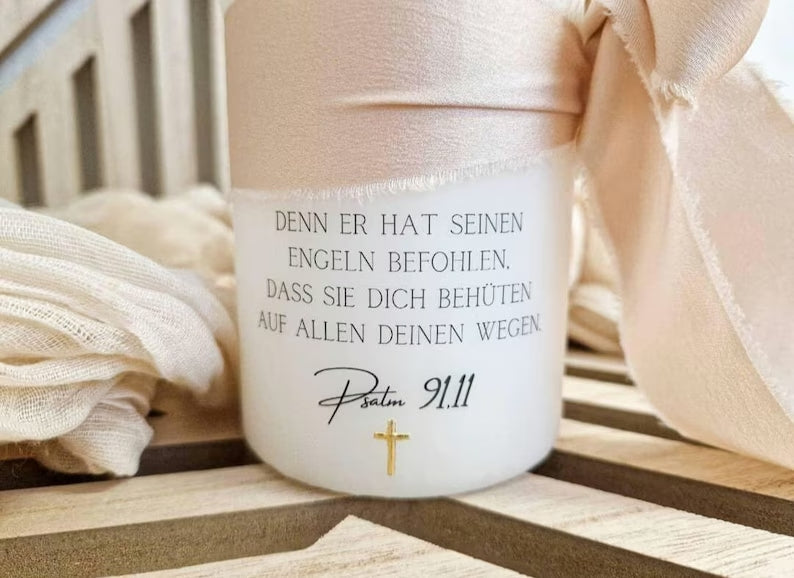 Taufkerze 'Taube beige'