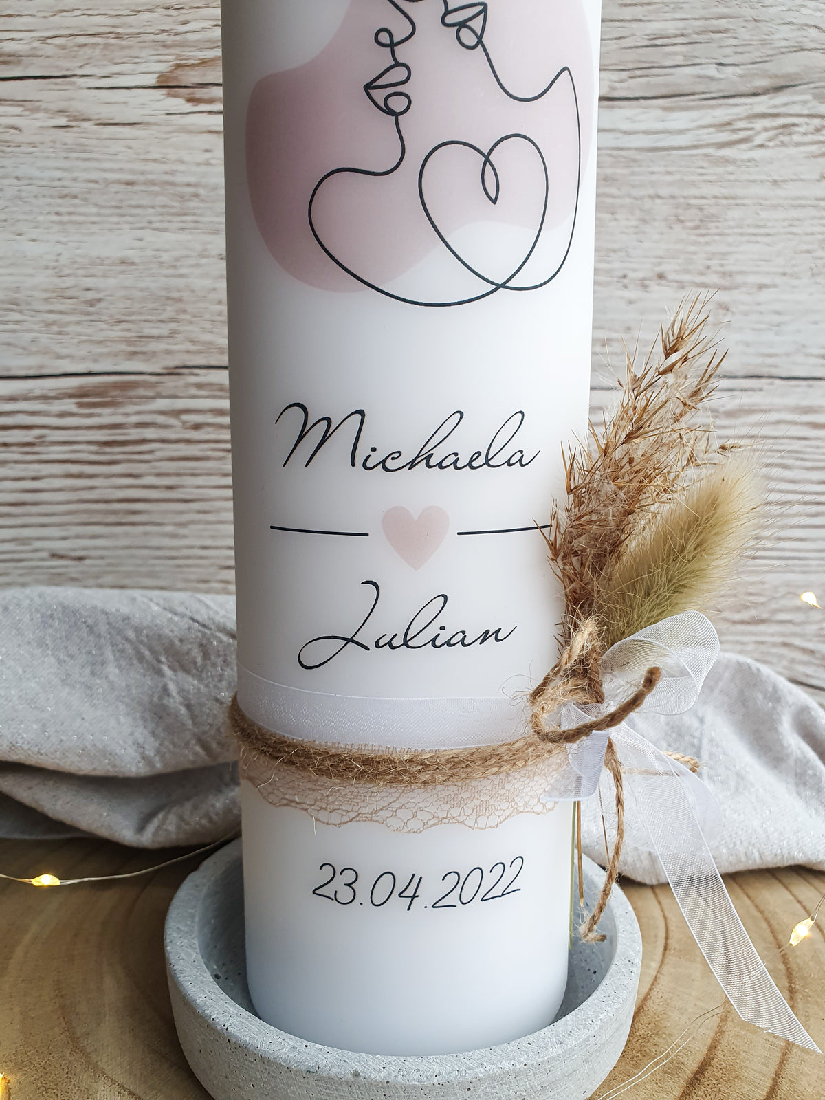 Hochzeitskerze Trockenblumen
