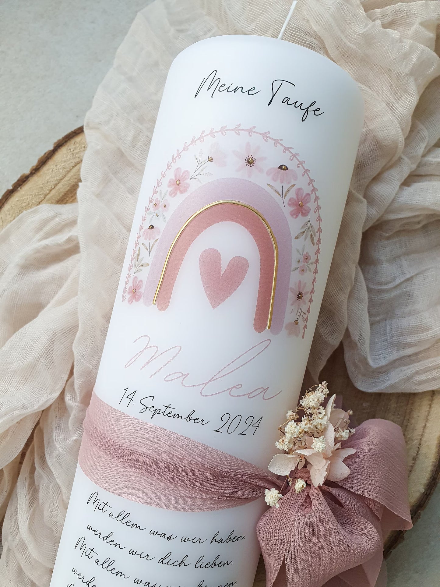 Taufkerze 'Blumen Regenbogen'