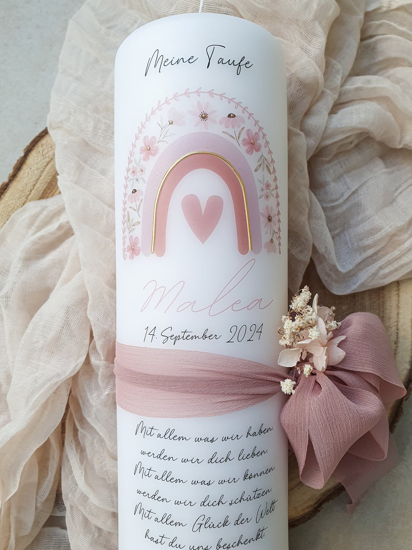 Taufkerze 'Blumen Regenbogen'