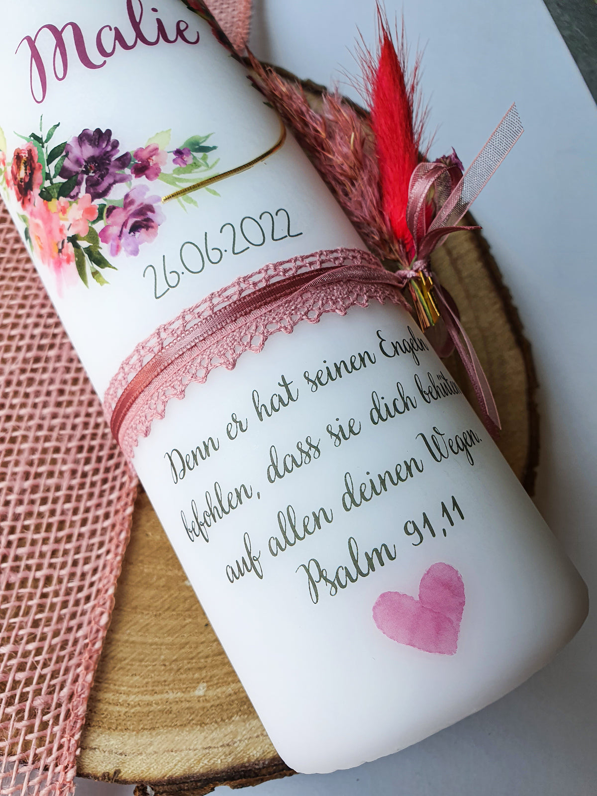 Taufkerze 'Blumenkranz'