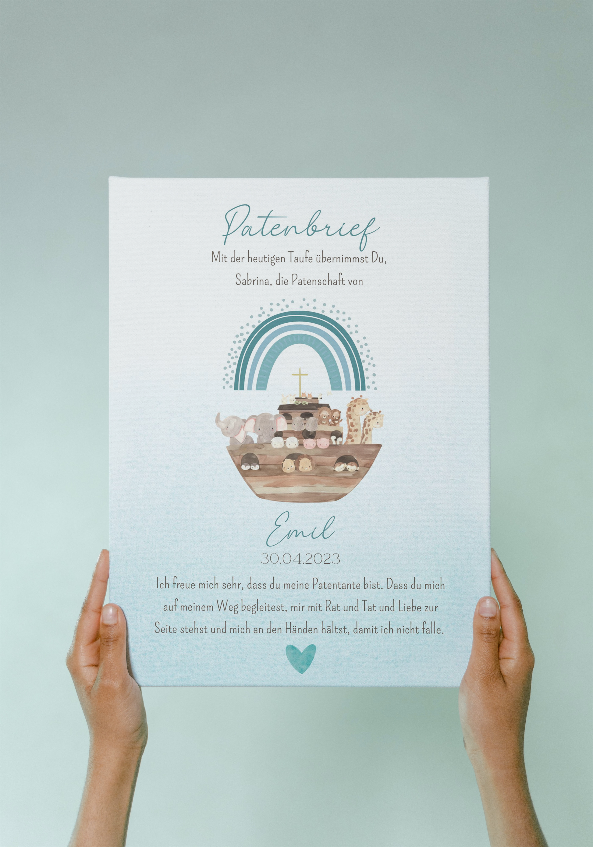 Patenbrief Arche Noah Blau